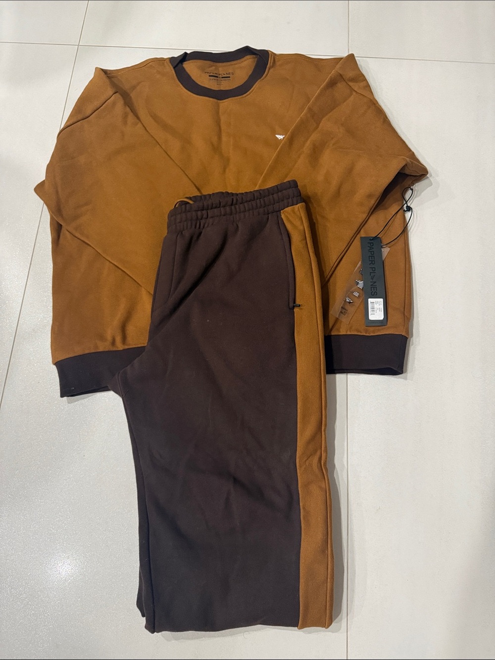 Men's Two-Tone Brown Joggers & Sweatshirt from the streetwear brand Paper Planes